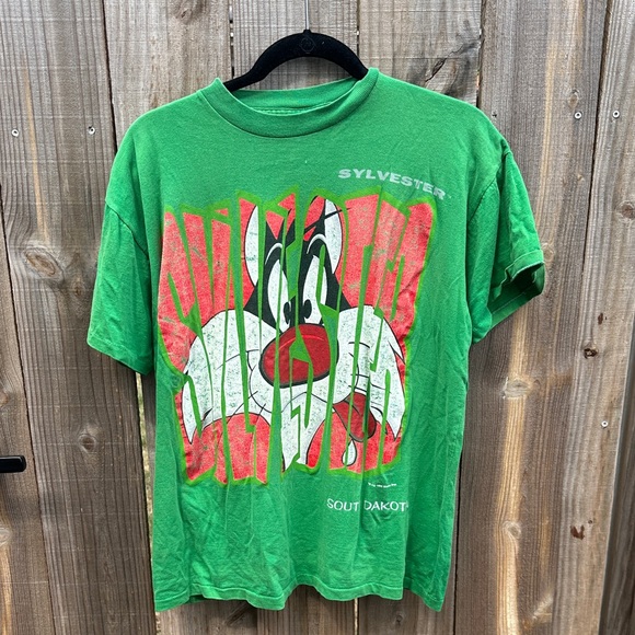 Vintage 1993 Green Sylvester Graphic T-Shirt Size L - Picture 1 of 6